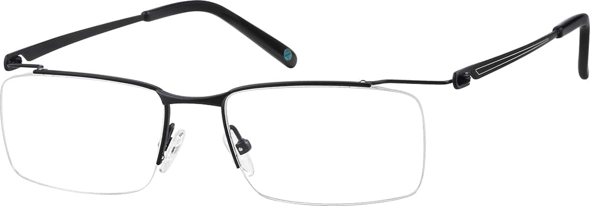 Angle view of Titanium Rectangle Glasses 137621 in Black