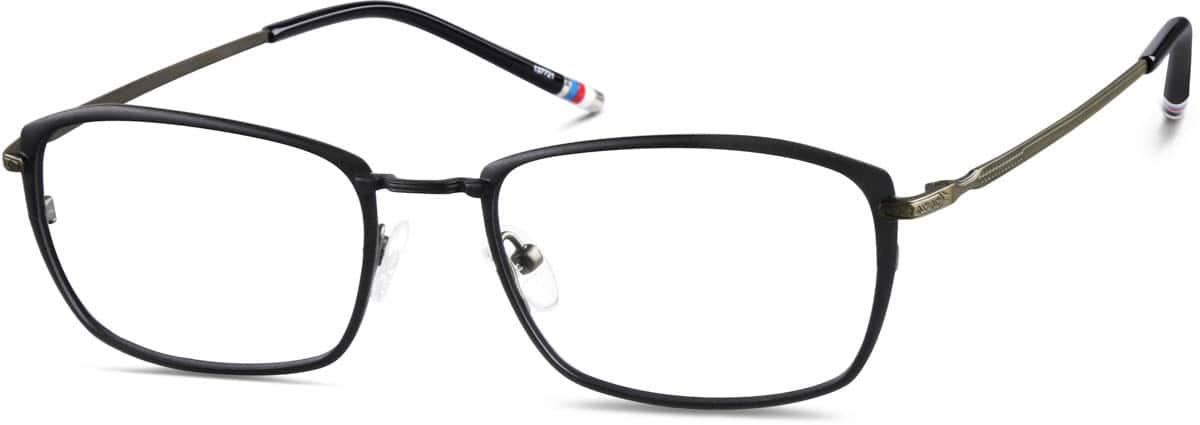 Angle view of Titanium Rectangle Glasses 137721 in Black