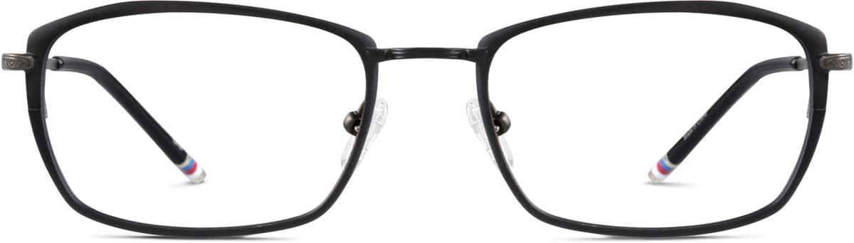 Front view of Titanium Rectangle Glasses 137721 in Black