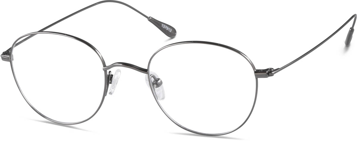 Zenni Round Prescription Glasses Gray Titanium Full Rim Frame