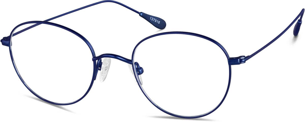 Angle view of Titanium Round Glasses 137916 in Navy