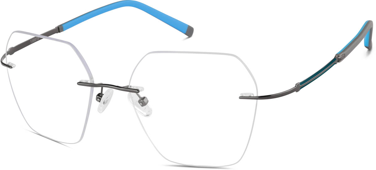Zenni Mens Rimless Prescription Glasses Gray Titanium Frame