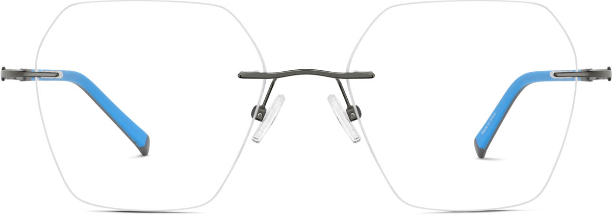 Gray Customizable Titanium Rimless Glasses