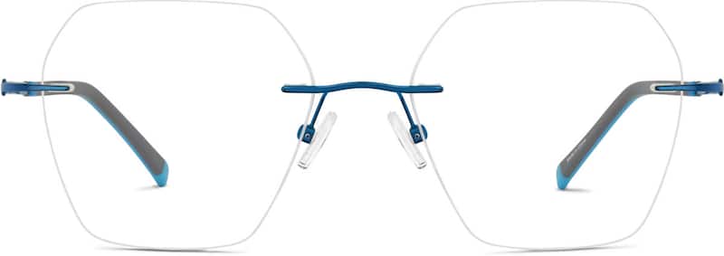 Blue Titanium Rimless Glasses