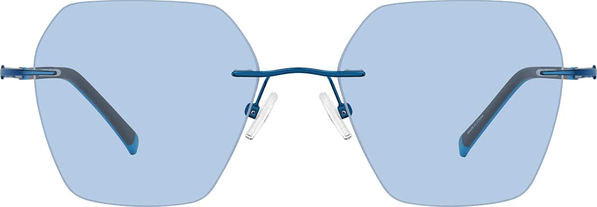 Blue Customizable Titanium Rimless Glasses #138016 | Zenni Optical