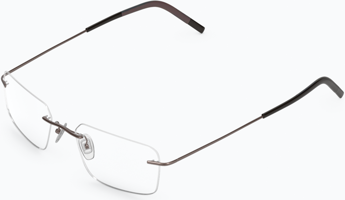 Angle view of Customizable Titanium Rimless Glasses 138215 in Brown thumbnail