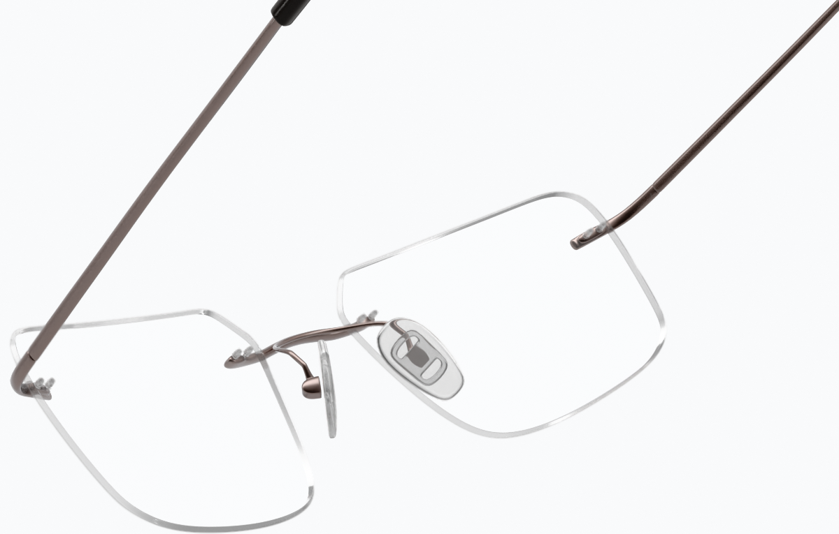 See-through view of Customizable Titanium Rimless Glasses 138215 in Brown thumbnail