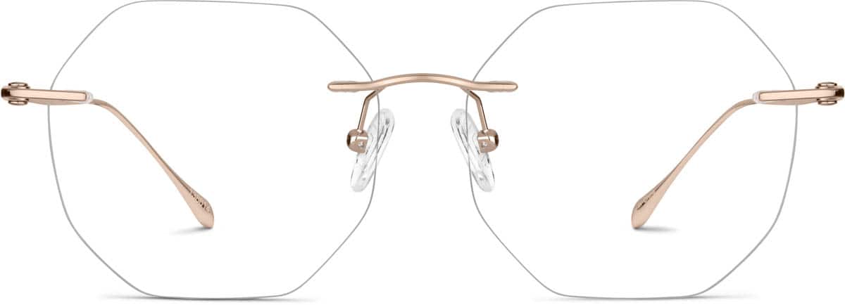 Front view of Customizable Rimless Glasses 138614 in Rose Gold