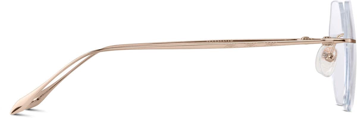 Side view of Customizable Rimless Glasses 138614 in Rose Gold