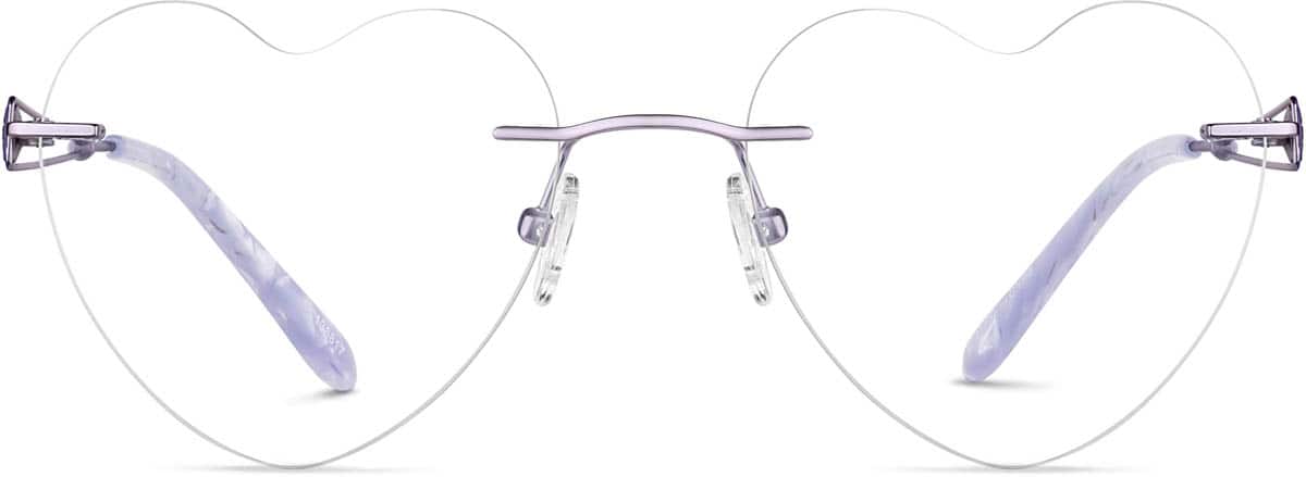 Front view of Customizable Titanium Rimless Glasses 138817 in Purple
