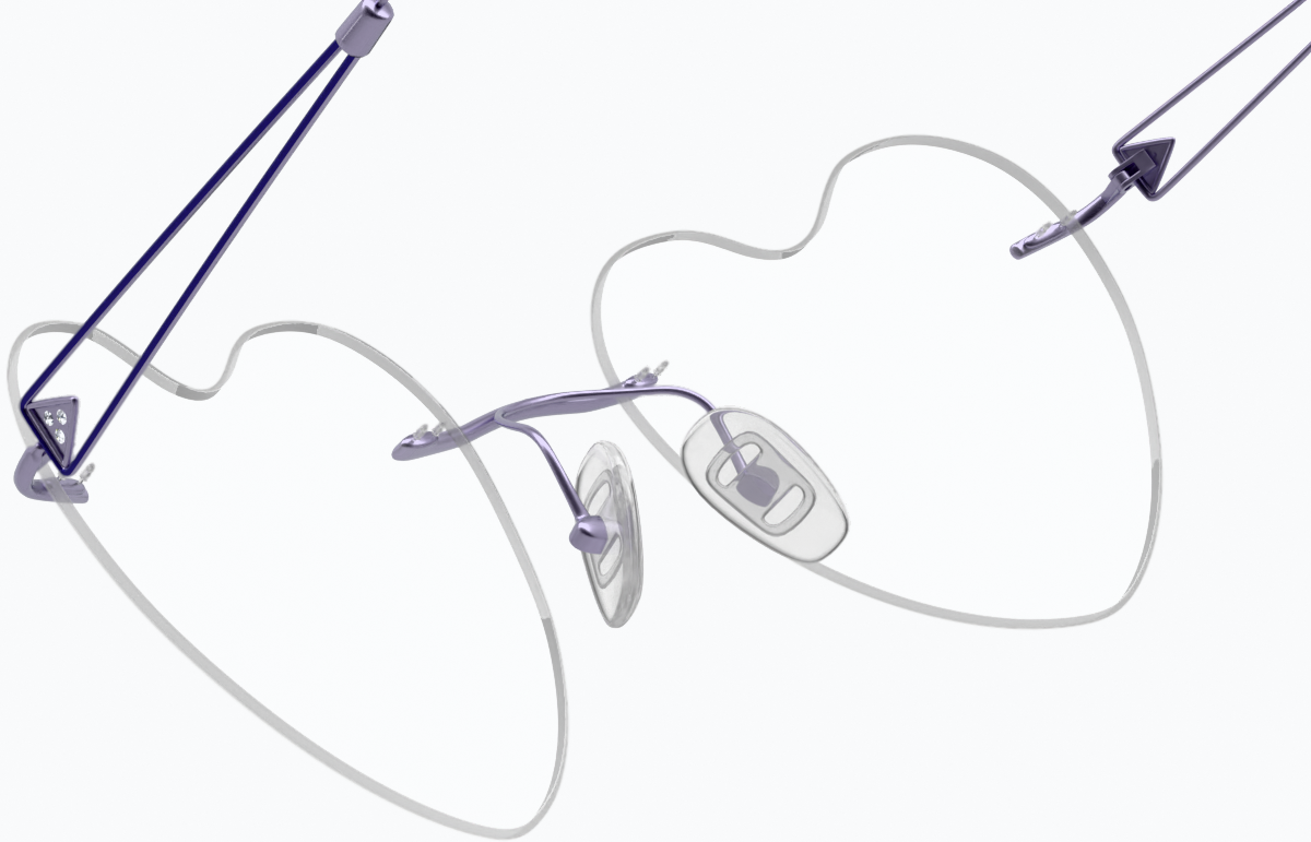 See-through view of Customizable Titanium Rimless Glasses 138817 in Purple thumbnail