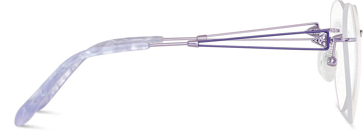 Side view of Customizable Titanium Rimless Glasses 138817 in Purple