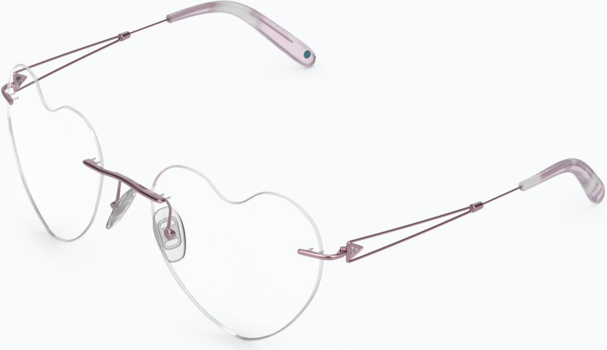 Angle view of Customizable Titanium Rimless Glasses 138819 in Pink thumbnail