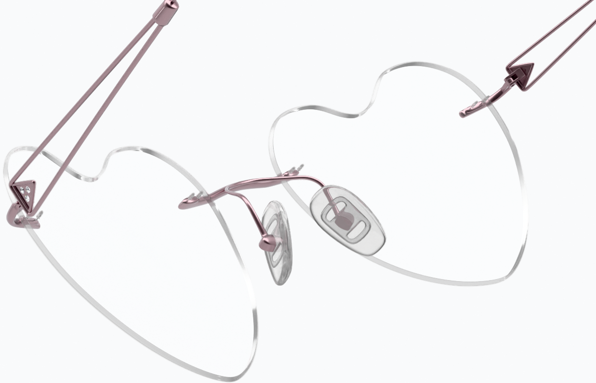 See-through view of Customizable Titanium Rimless Glasses 138819 in Pink thumbnail
