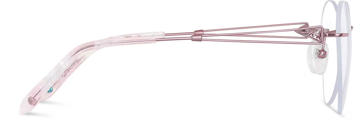 Side view of Customizable Titanium Rimless Glasses 138819 in Pink