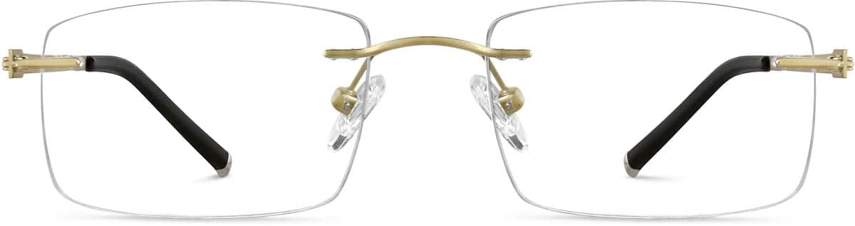 Front view of Customizable Titanium Rimless Glasses 138914 in Gold