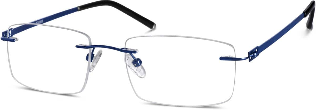 Angle view of Titanium Rimless Glasses 138916 in Blue