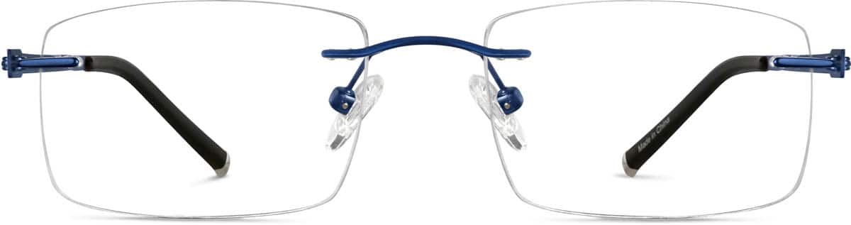 Front view of Customizable Titanium Rimless Glasses 138916 in Blue