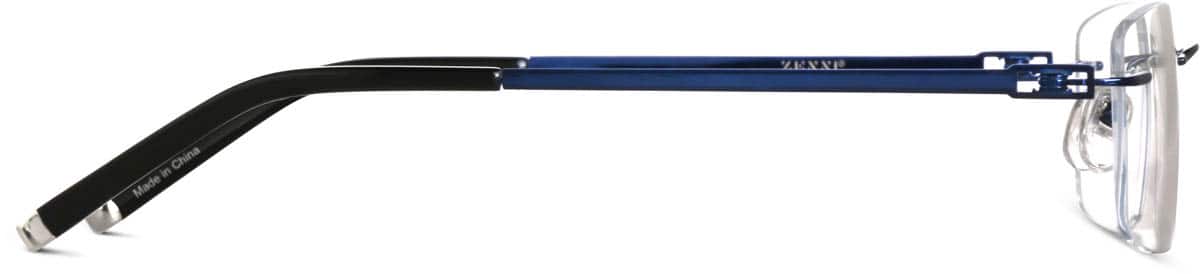 Side view of Customizable Titanium Rimless Glasses 138916 in Blue