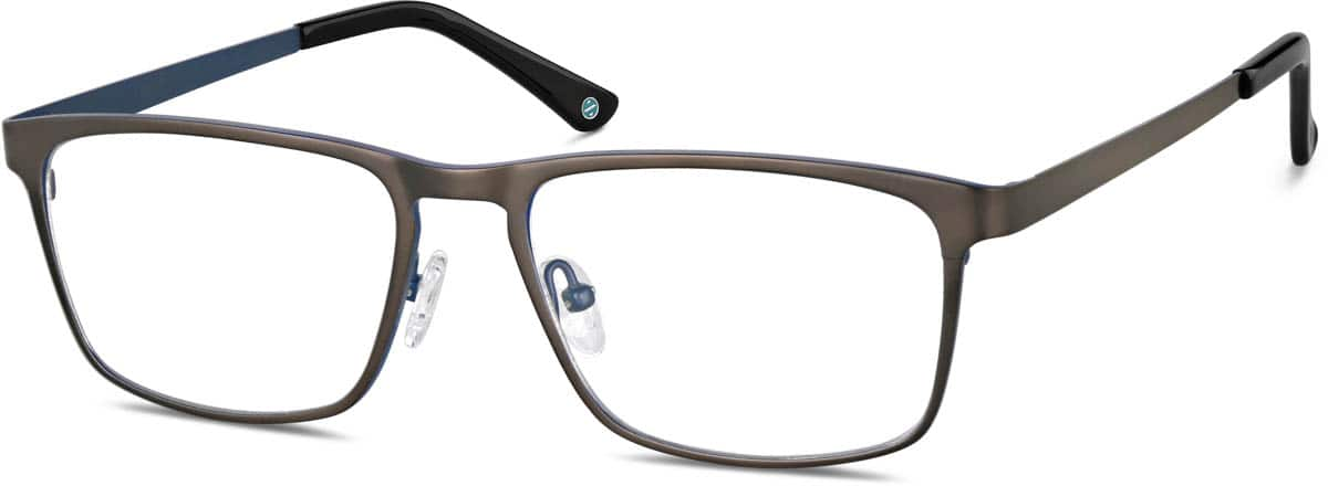 Angle view of Titanium Rectangle Glasses 139015 in Brown