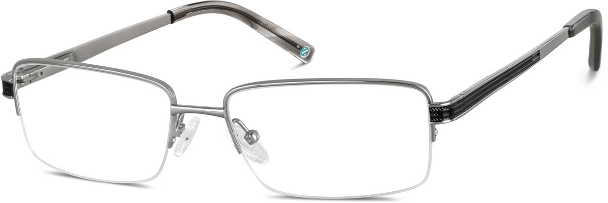 Zenni Mens Rectangle Prescription Glasses Half-Rim Gray Titanium Frame