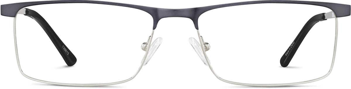 Front view of Rectangle Glasses 139612 in Gray