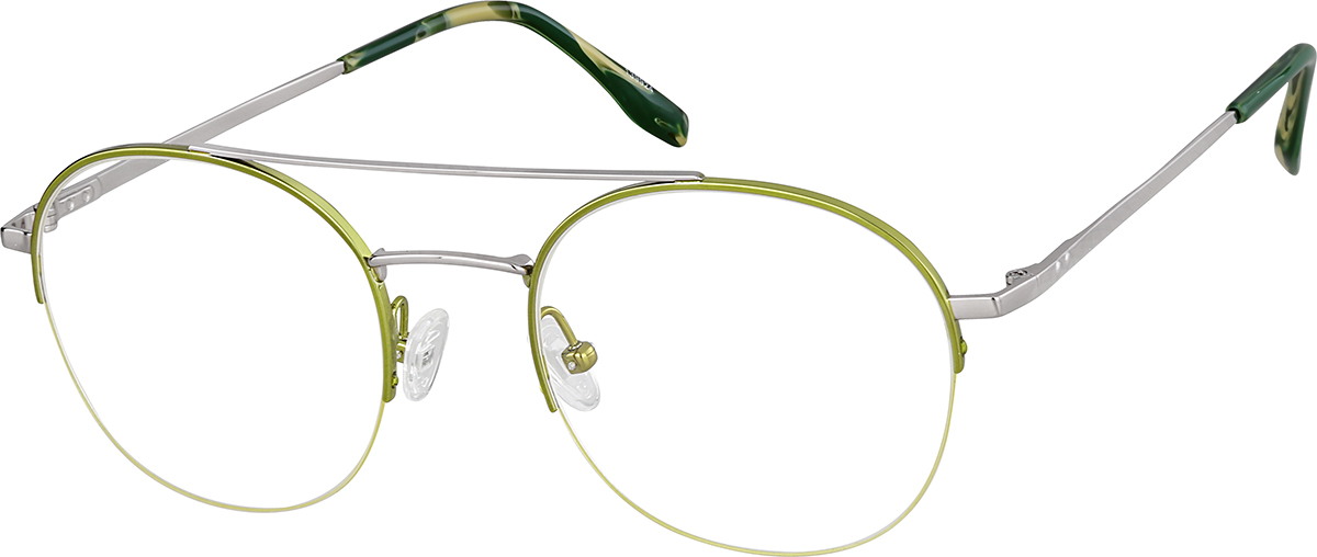 Zenni Womens Aviator Prescription Glasses Green Titanium Frame