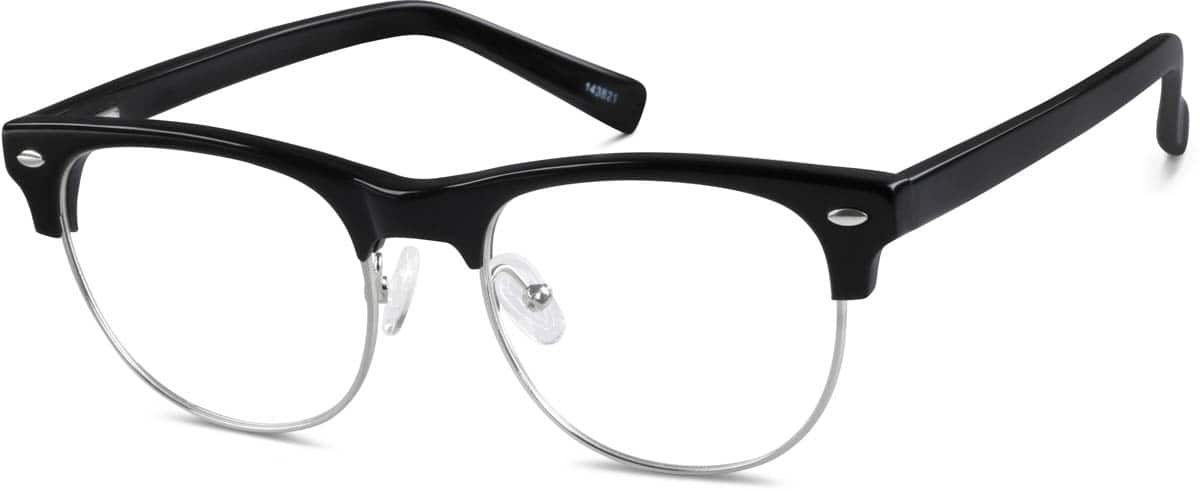 Angle view of Browline Glasses 143821 in Black