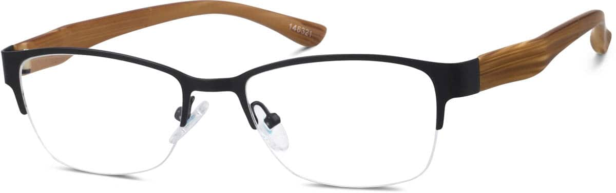 Angle view of Rectangle Glasses 146321 in Black