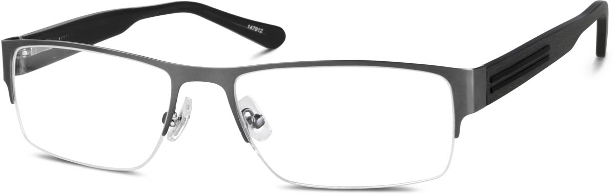 Zenni Mens Rectangle Prescription Glasses Half-Rim Gray Tortoiseshell Plastic Frame