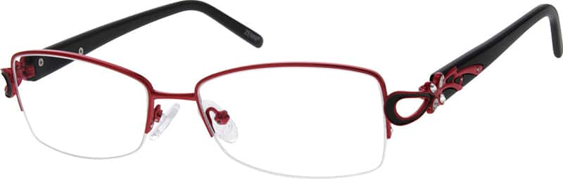 Angle view of Rectangle Glasses 148918 in Red