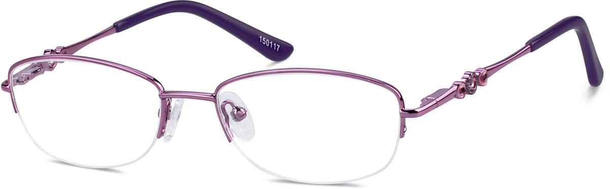 Angle view of Oval Glasses 150117 in Purple