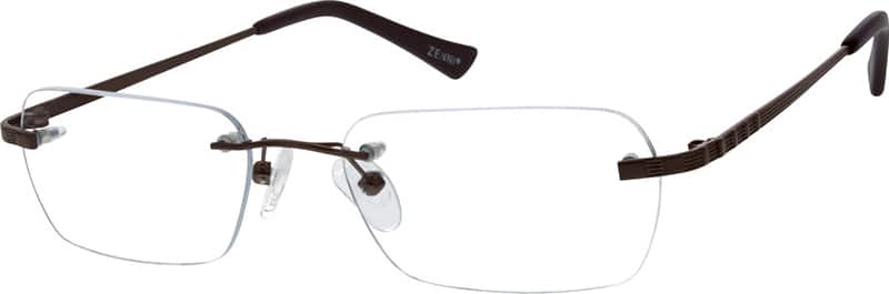 Angle view of Rimless Glasses 155615 in Brown