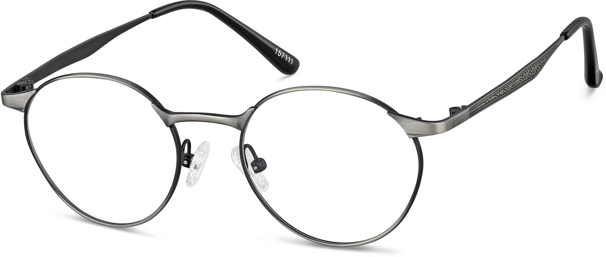 Zenni Minimalist Round Prescription Glasses Gray Metal Full Rim Frame
