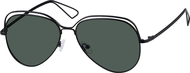 Angle view of Premium Aviator Sunglasses 157221 in Black