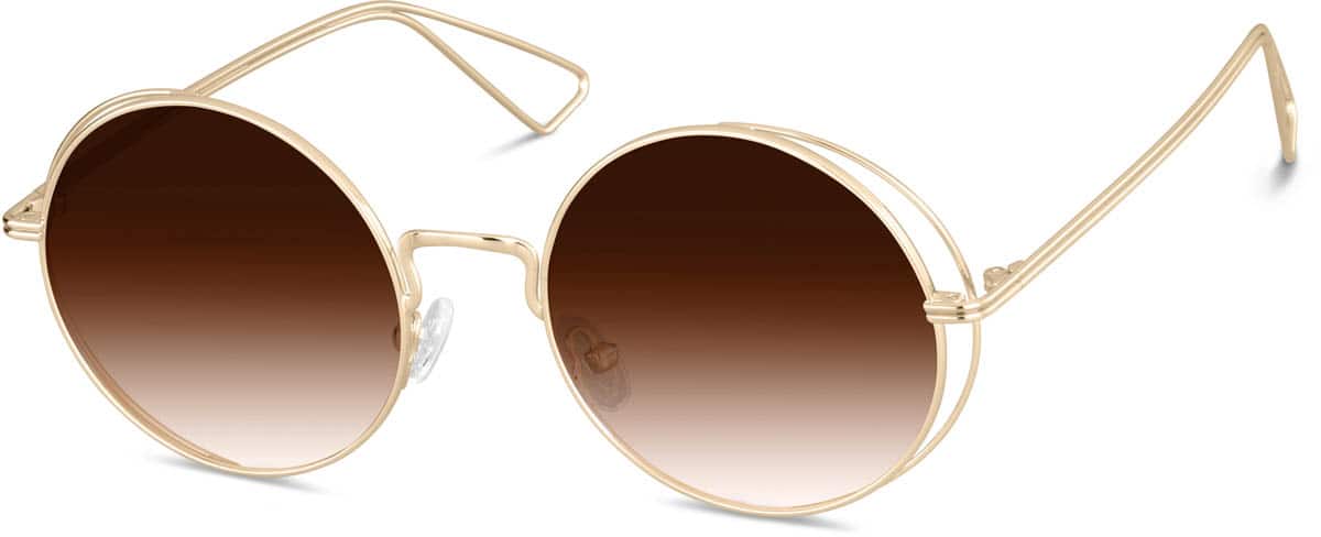 Round Gold Steampunk sunglasses spring on temples polarised lens GS-1985  small - Hi Tek Webstore