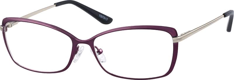 Angle view of Cat-Eye Glasses 157517 in Purple Metallic