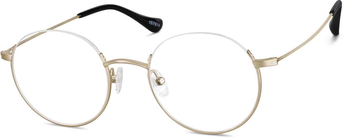 Angle view of Round Glasses 157814 in Gold