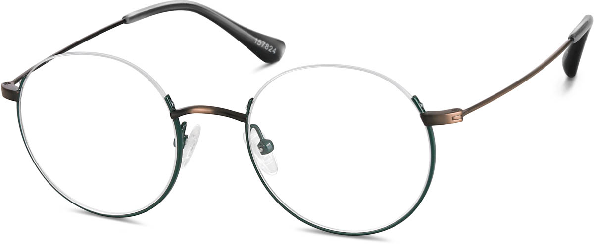 Zenni Round Prescription Glasses Green Tortoiseshell Metal Frame