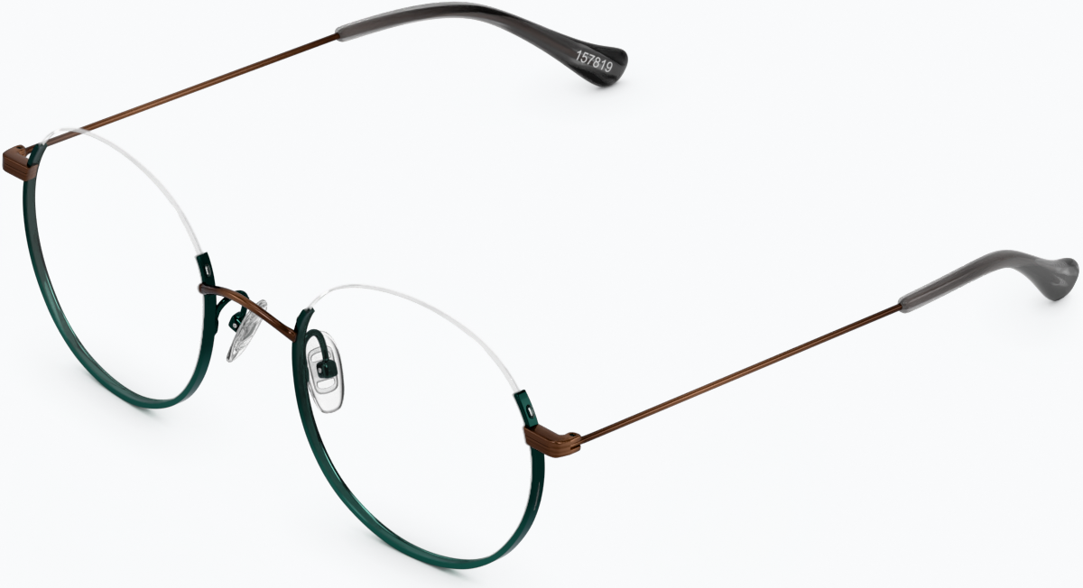 Angle view of Round Glasses 157824 in Green thumbnail