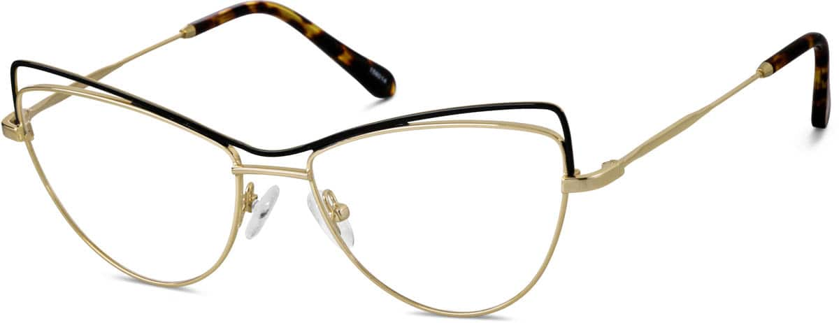 Angle view of Cat-Eye Glasses 158014 in Gold