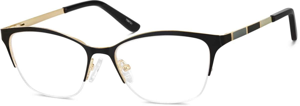 Angle view of Rectangle Glasses 158721 in Black