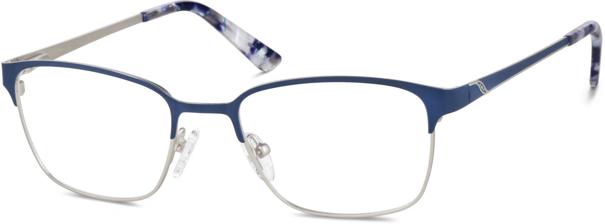 Zenni Women's Browline Prescription Glasses Blue Tortoiseshell Metal Full Rim Frame