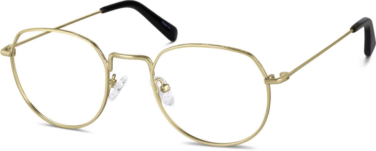 Angle view of Round Glasses 159014 in Gold