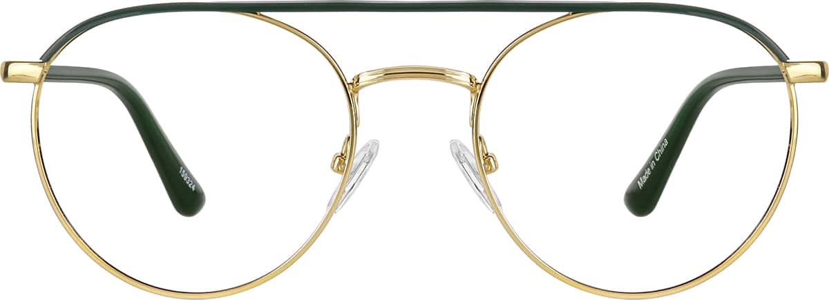 Front view of Aviator Glasses 159324 in Forest