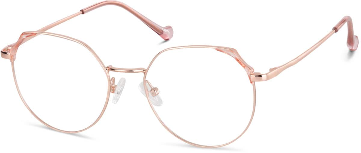 Angle view of Round Glasses 159719 in Rose Gold