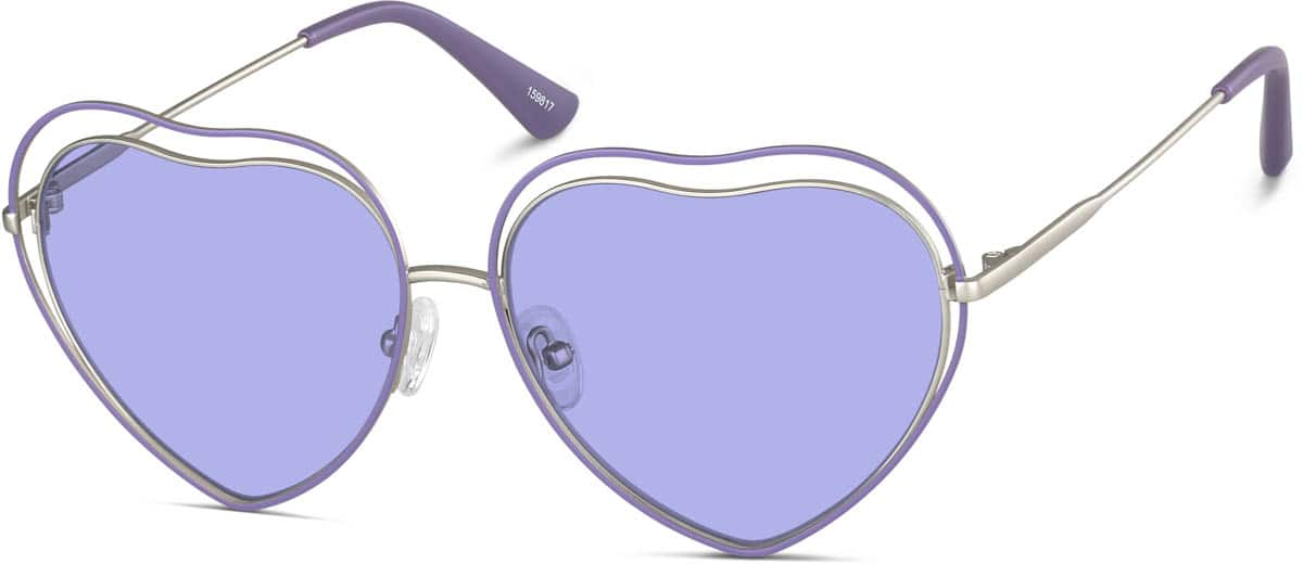 Angle view of Premium Heart-Shaped Sunglasses 159817 in Lavender