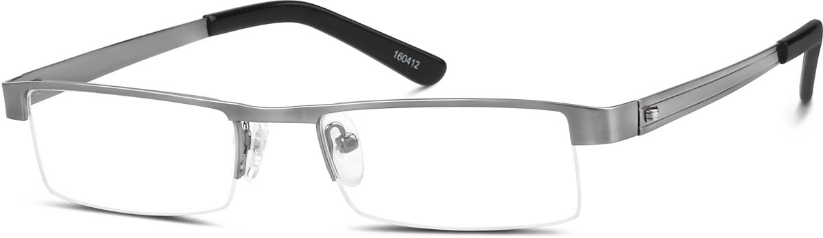 Zenni Mens Rectangle Prescription Glasses Half-Rim Gray Stainless Steel Frame