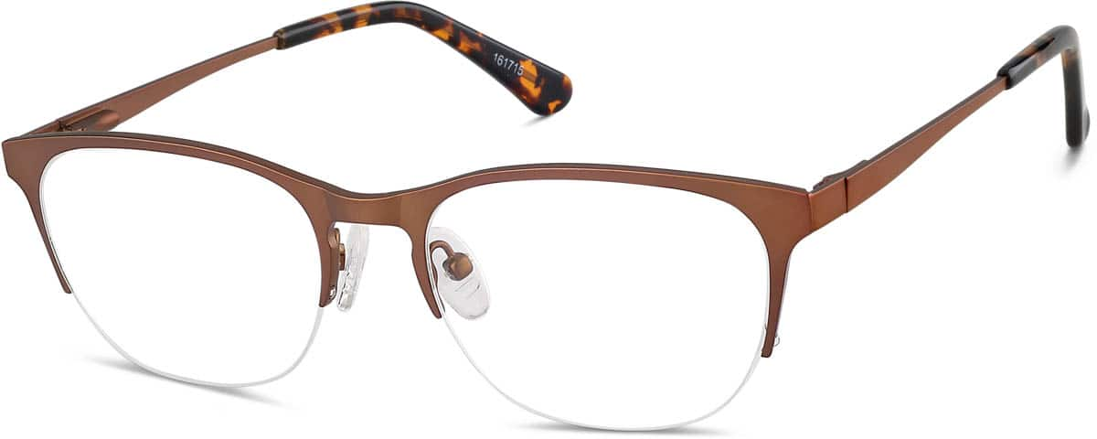 Angle view of Browline Glasses 161715 in Brown