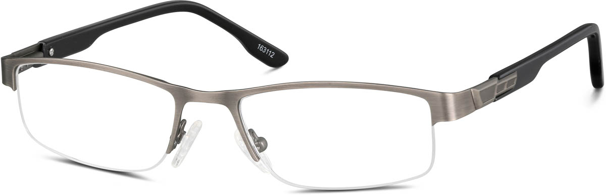 Zenni Mens Classic Rectangle Prescription Glasses Half-Rim Gray Stainless Steel Frame